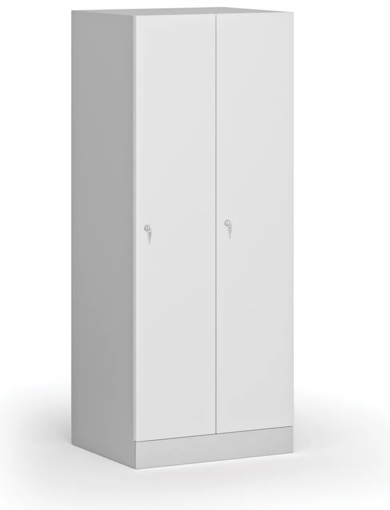 Szafa ubraniowa S1 obniżona, 2-drzwiowa, 1500 x 600 x 500 mm, zamek cylindryczny, drzwi laminowane, biała