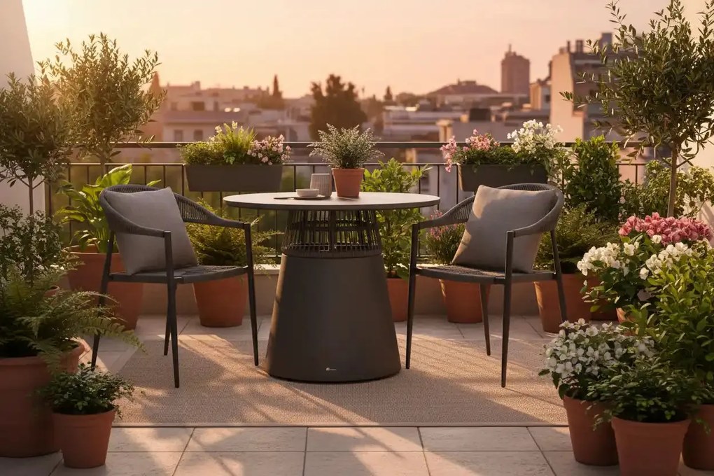 Krzesło Ogrodowe Antracyt 56x60x78 cm Plecione Ręcznie Sznurki Nowoczesne