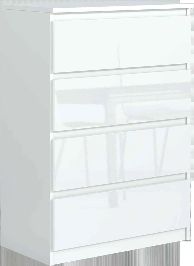 Komoda NUDO - Biały / Front Biały / Połysk / 70 cm / 4 szuflady