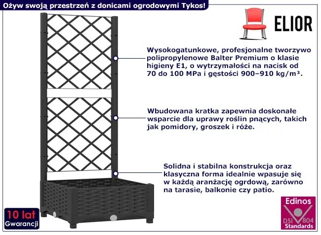 Czarna donica ogrodowa z pergolą - Lostar