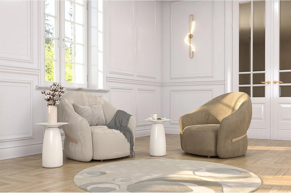 Stolik drewniany różne kolory Kayani Baobab 44, śr. 32,5 cm, biały ral