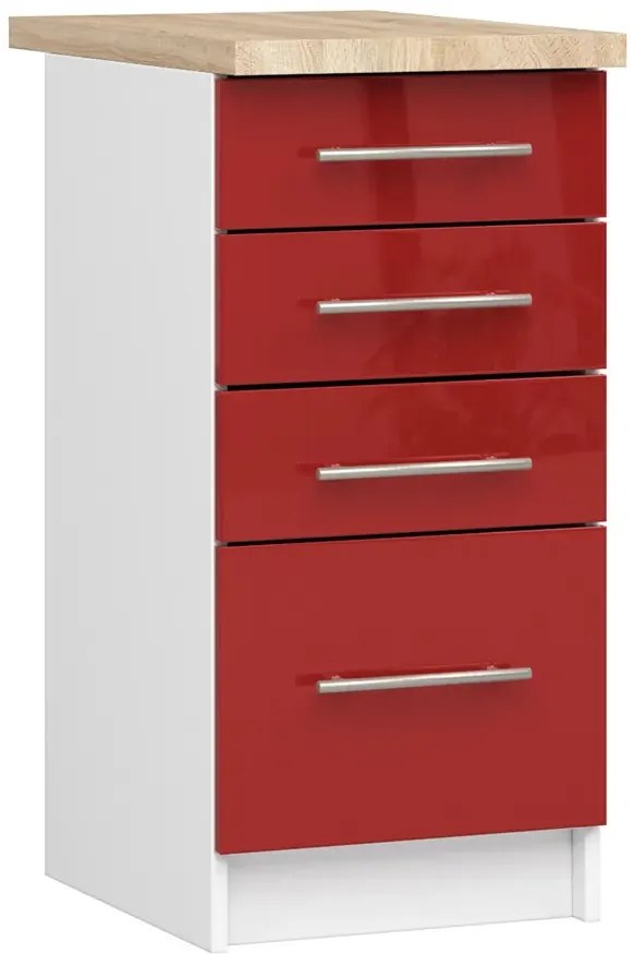 Szafka kuchenna dolna w kolorze czerwony połysk - Poli 4X