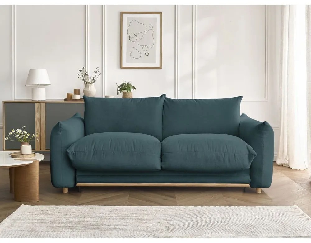 Niebieska rozkładana sofa 214 cm Ernest – Bobochic Paris