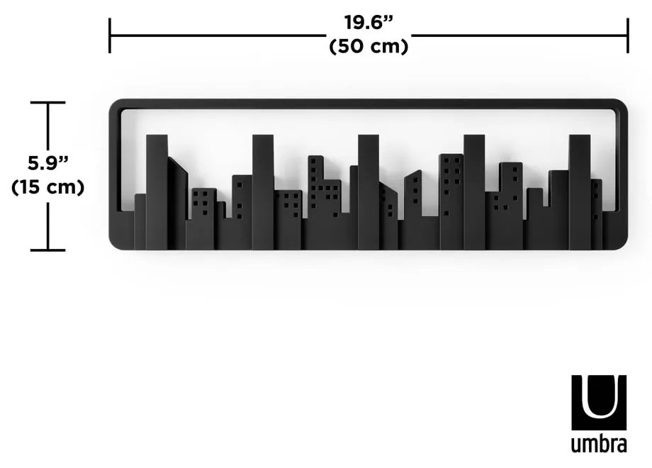 Czarny plastikowy wieszak ścienny Skyline – Umbra