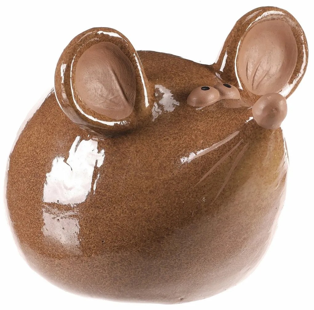 Dekoracja ceramiczna Mysz, 17 x 14 x 14 cm,brązowa, 17 cm