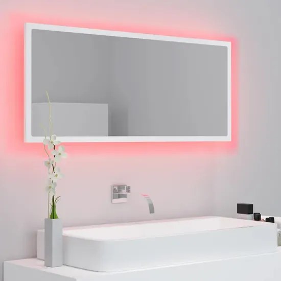Prostokątne wiszące lustro białe LED K7-G85