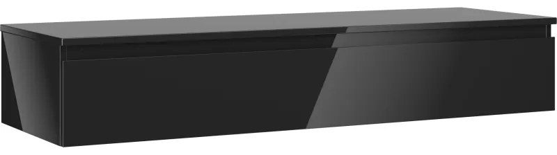 Mexen Orio szafka łazienkowa podumywalkowa 140 cm z blatem, 1 szuflada, czarna połysk - 91A10-14023-1-BFC70