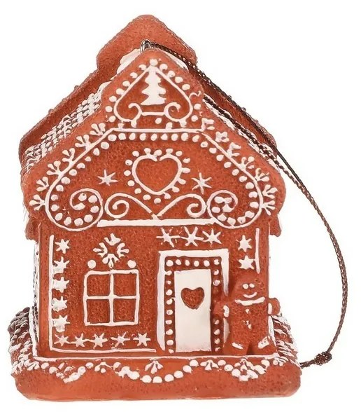 Dekoracja świąteczna domek z piernika Piernik, wiszący, żywica poliresin, LED