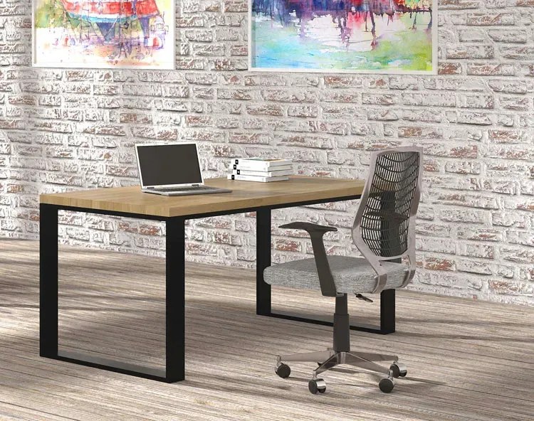 Industrialne drewniane biurko  z metalowym stelażem 120x70 - Joxi