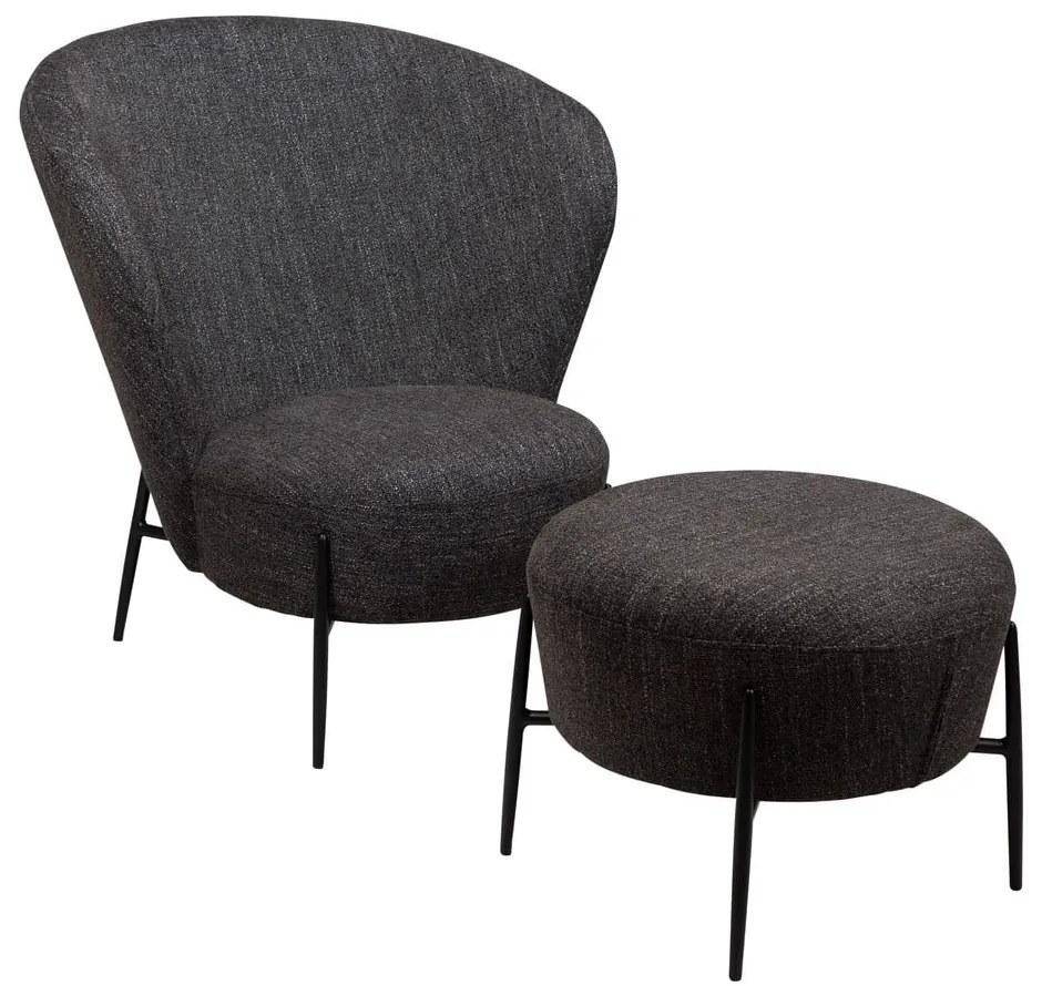 Antracytowy fotel z materiału bouclé Orbit – DAN-FORM Denmark