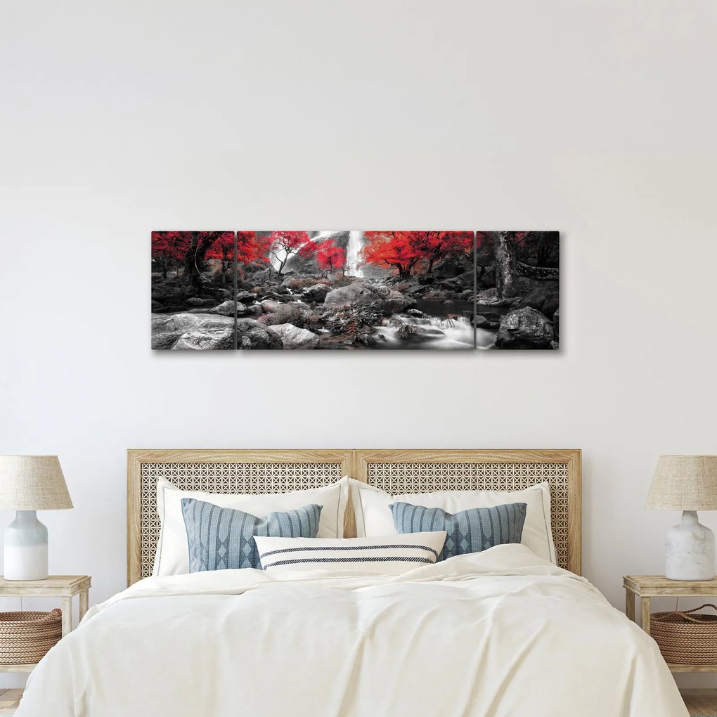 Obraz - Wodospady w jesiennym krajobrazie (170x50 cm)