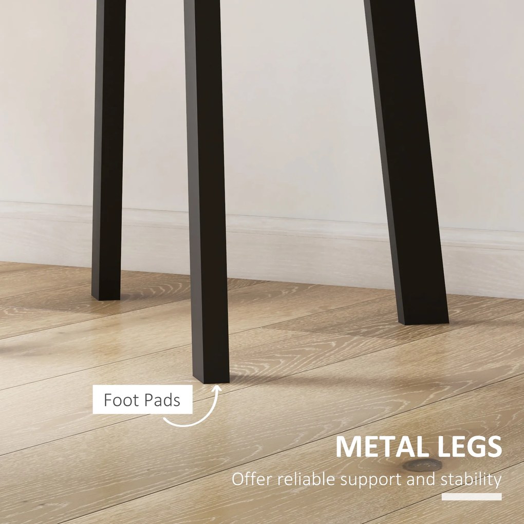 HOMCOM Stół obiadowy dla 2 osób, biała blat, metalowe nogi z nakładkami, Ø72 x 75H cm, Czarny