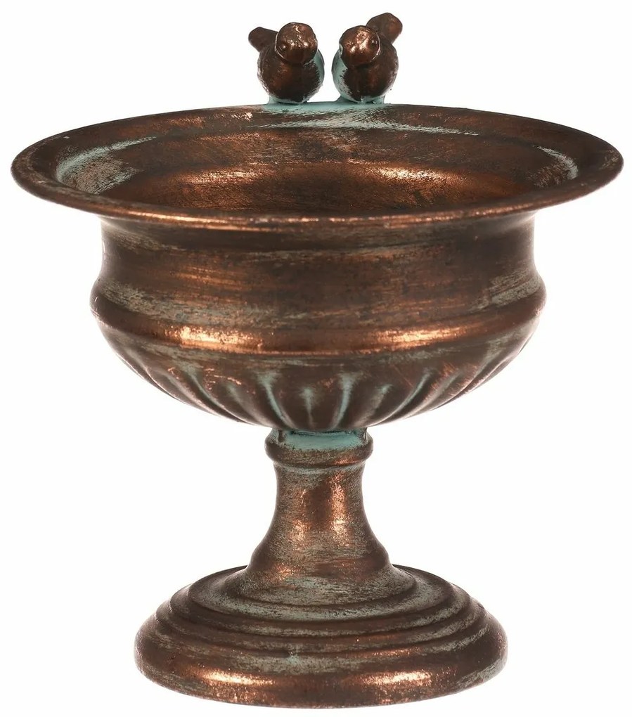 Metalowy kielich do kompozycji lub poidło Romance,19 x 16 x 16 cm, kolor miedziany