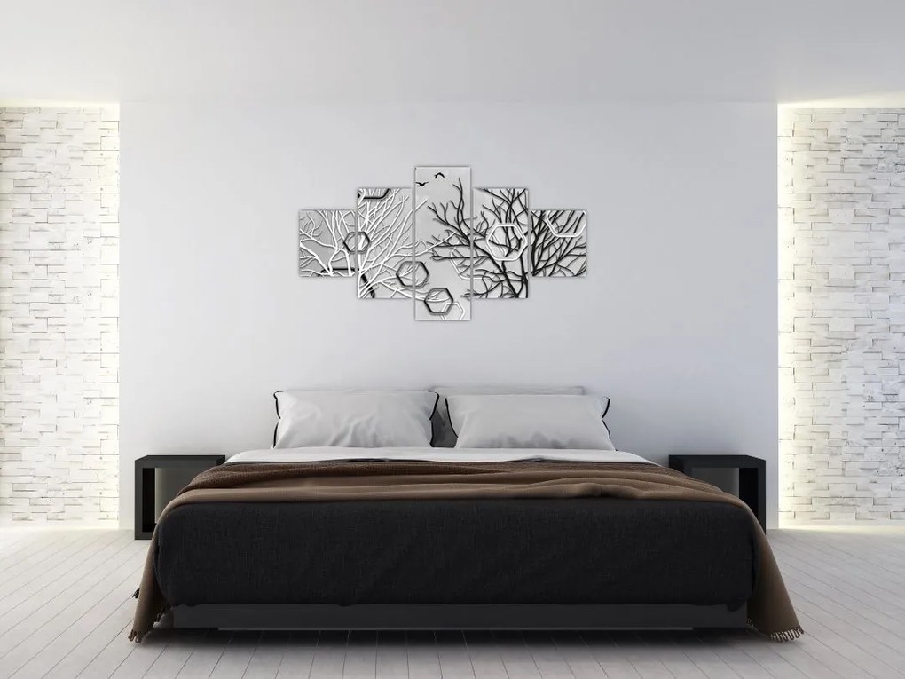 Abstrakcyjny obraz z drzewami (125x70 cm)