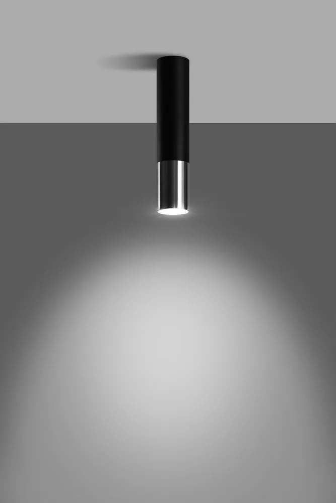 Metalowa lampa sufitowa w czarno-srebrnym kolorze ø 6 cm Longbot – Sollux