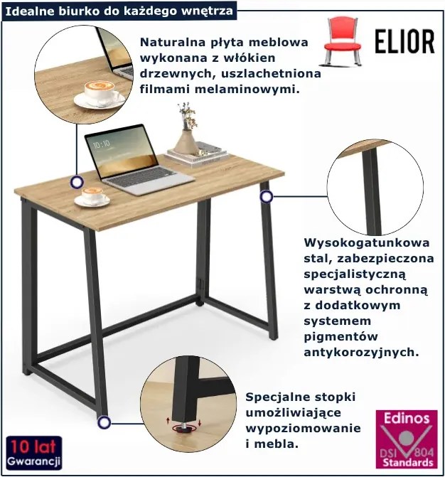 Biurko komputerowe składane dąb sonoma + czarny R4-E59