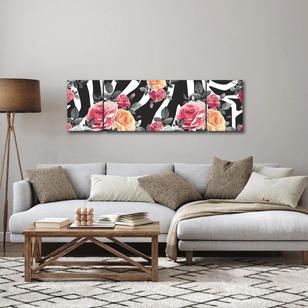 Obraz kwitnących róż (170x50 cm)