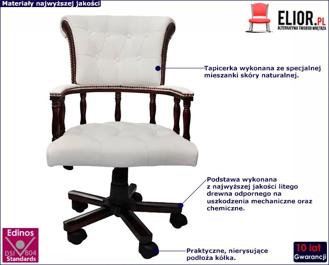Biały tapicerowany fotel obrotowy loft H0-N43