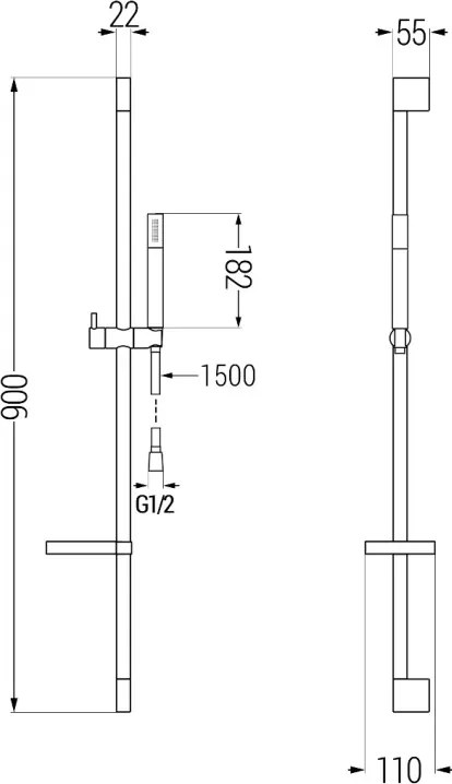 Mexen Zero DS70 zestaw wannowy, chrom - 7113DS70-00