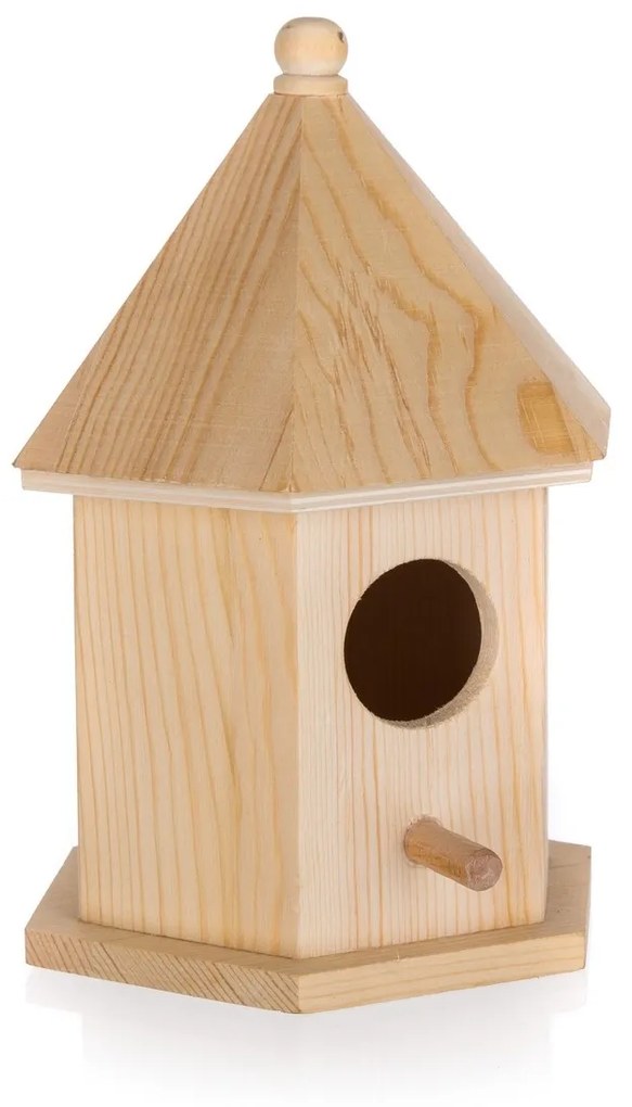 Drewniana budka dla ptaków, 12,5 x 10,5 x 17,7 cm