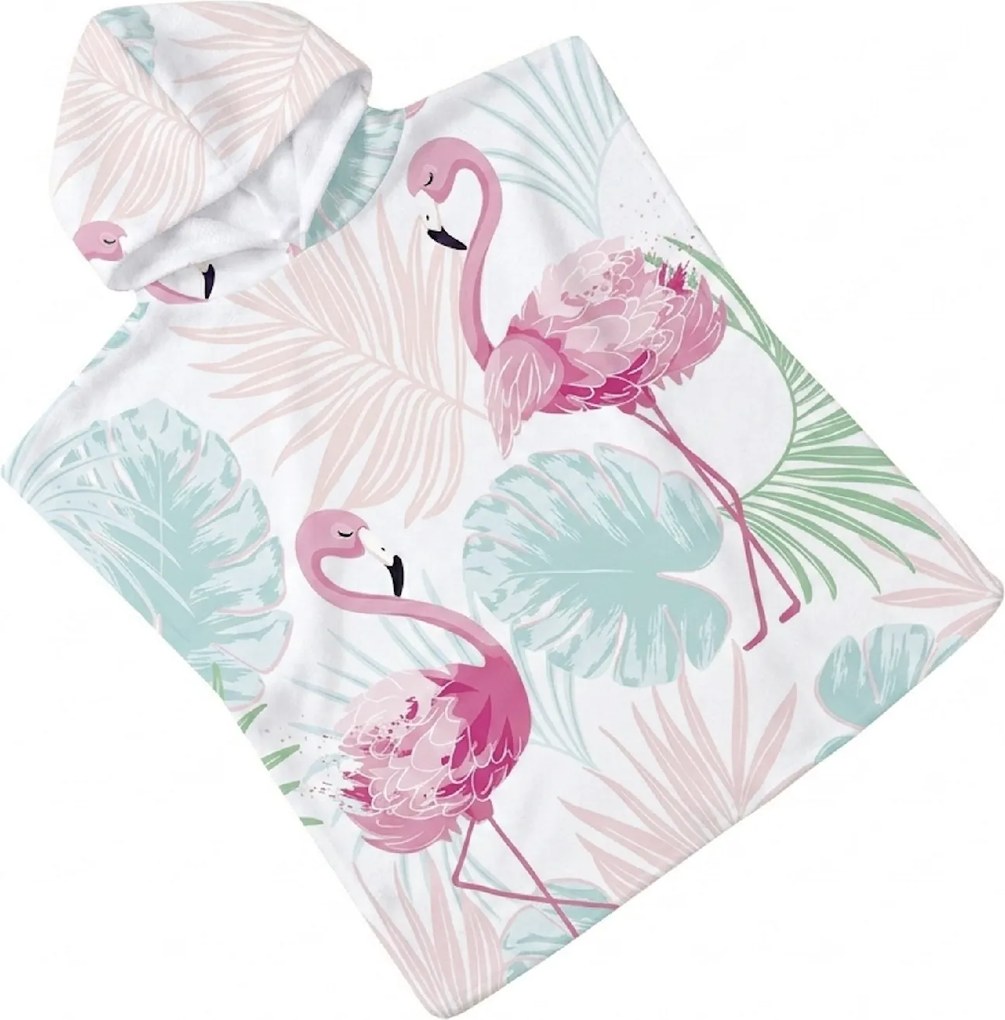 Dziecięce ponczo FLAMINGO kolorowe 60x120 cm