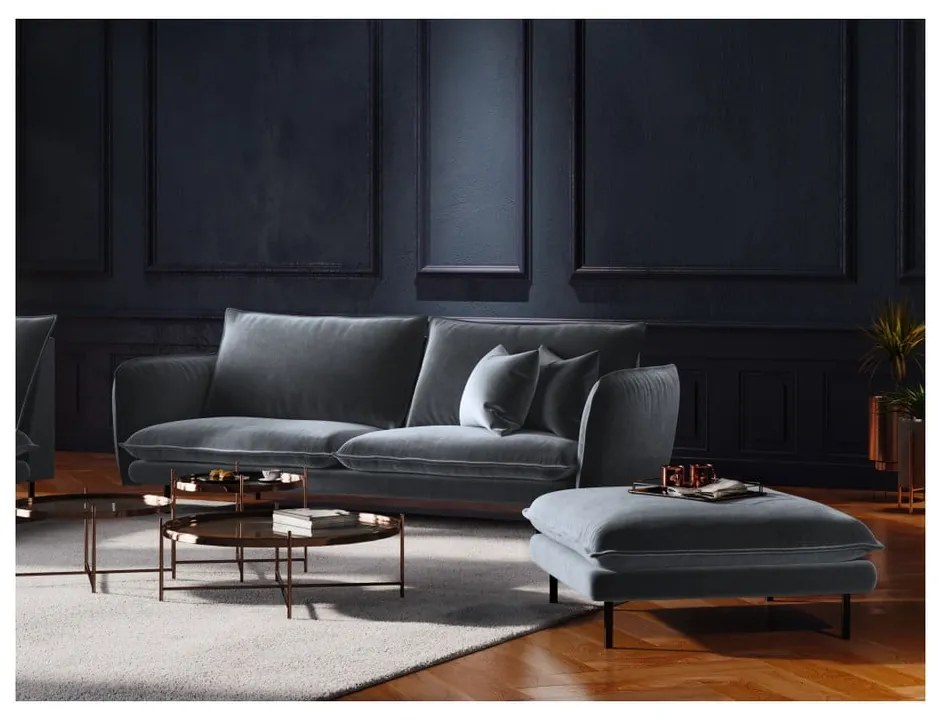 Szara aksamitna sofa Cosmopolitan Design Vienna, 160 cm