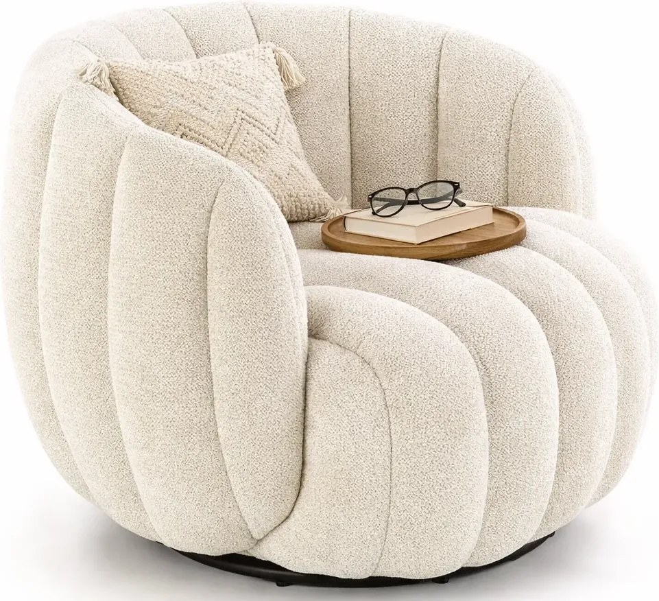 Kremowy nowoczesny fotel wypoczynkowy F2-M06