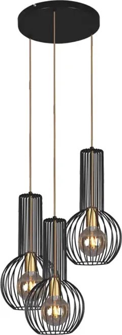 Czarno-złota potrójna lampa wisząca loftowa - S136 E2-G52