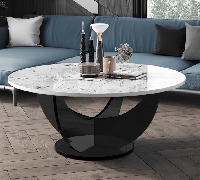 Okrągły stolik kawowy Capri 100 Hubertus marmur połysk