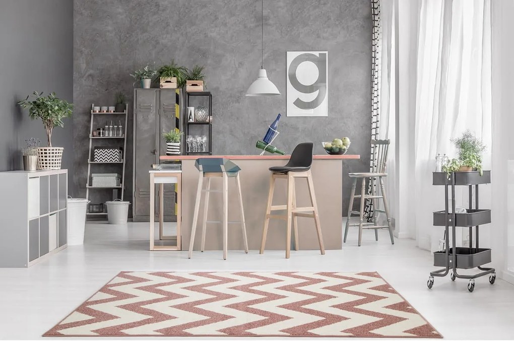 Dywan Lotto Zygzak Różowy 100 cm x 150 cm