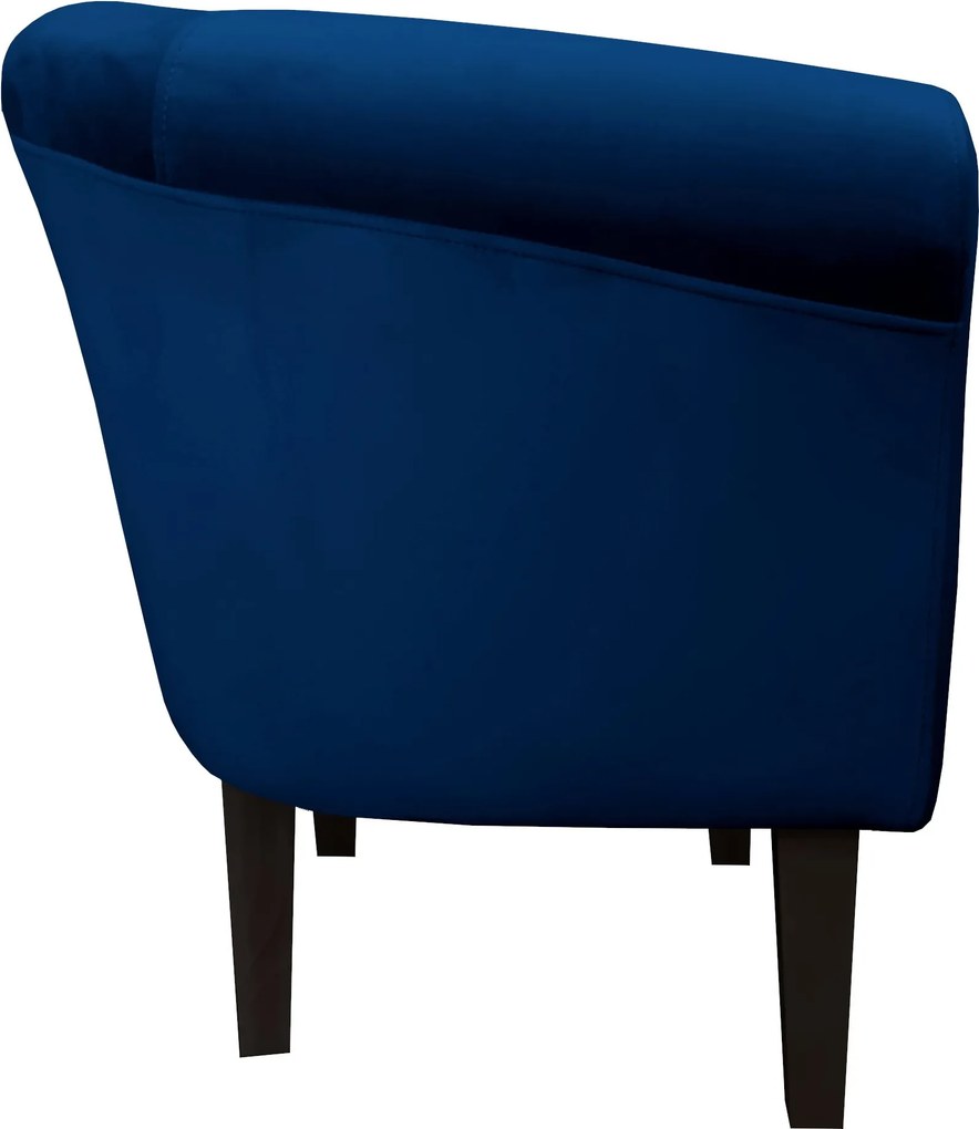 Fotel Milo tkanina Welur wygodny fotel tapicerowany do salonu i sypialni : Kolor nogi - Venge, Kolor tkaniny - VELVET - MG16, Wysokość nogi - 20 cm
