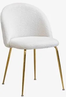 Tapicerowane Krzesło Jadalniane Ze Stali Kana Design Goud & Chenille Biały & Tkanina Baranek Boucle - Sklum