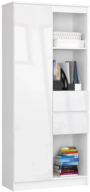 Regał biały w połysku z szufladami A5-L92