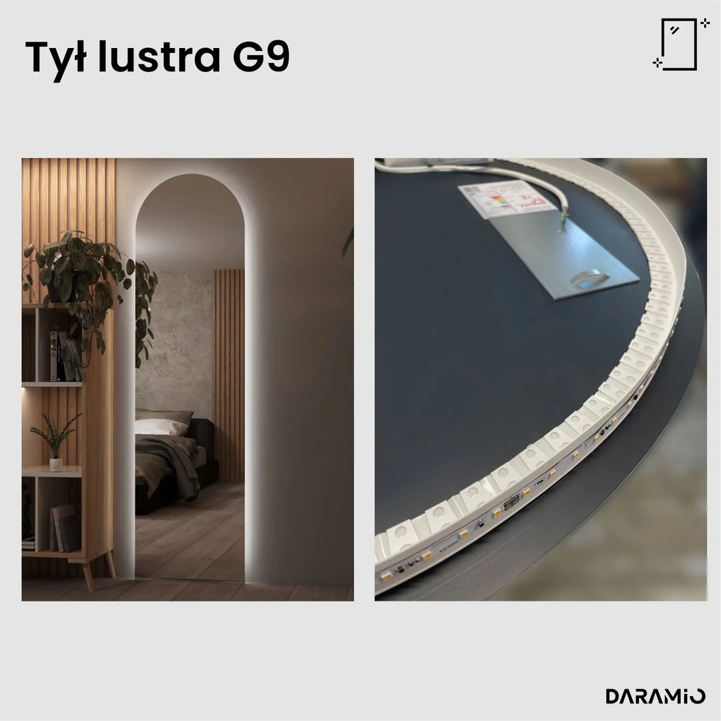 Lustro łazienkowe łukowe LED G9