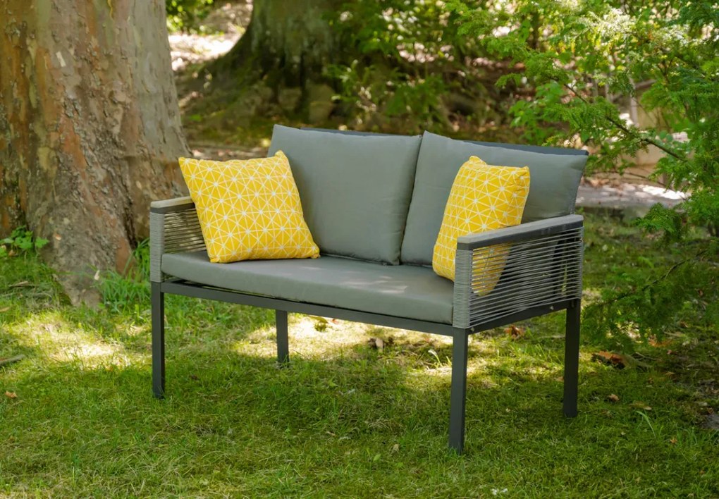Aluminiowy zestaw mebli ogrodowych Solani - 2 fotele, sofa, stolik