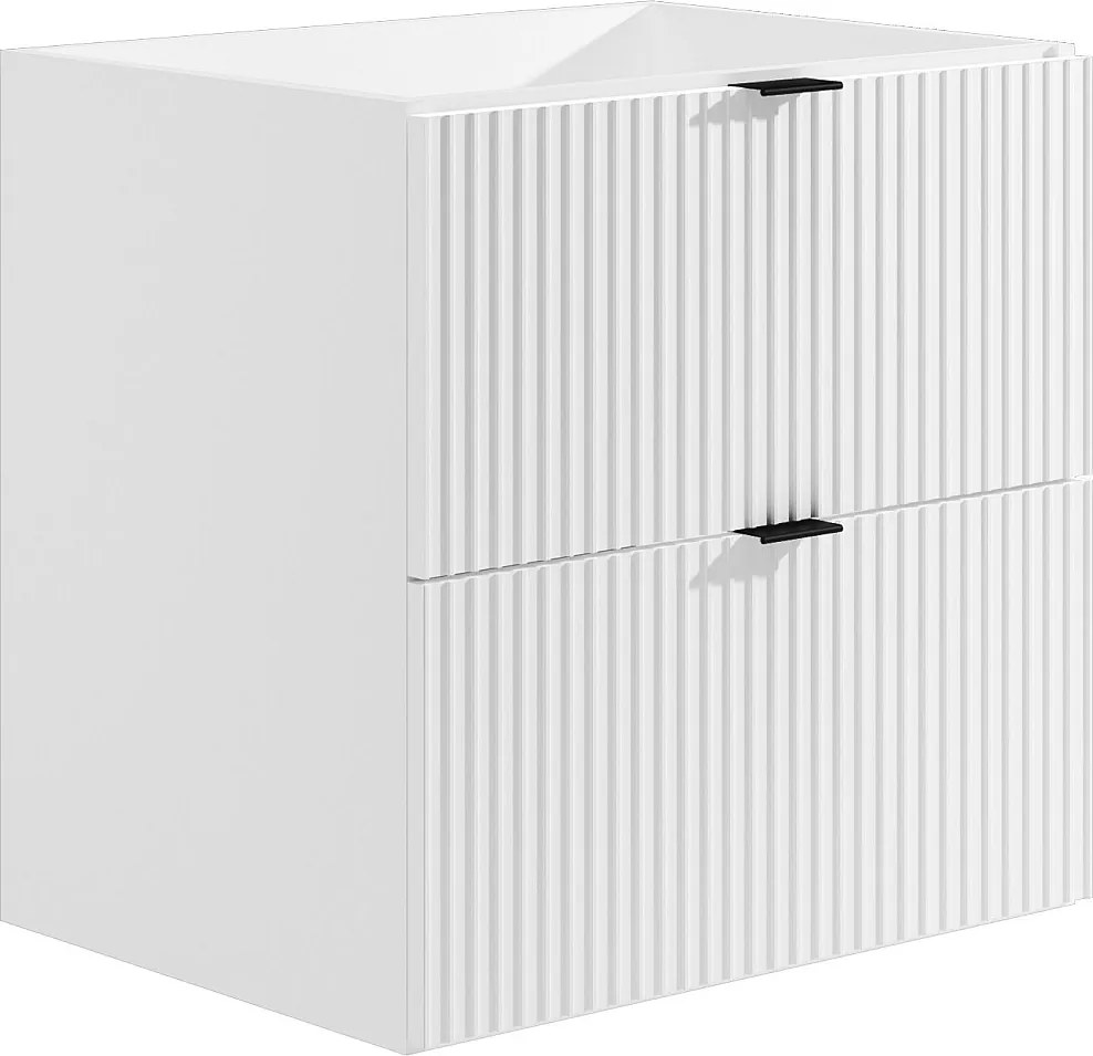 Szafka pod umywalkę wisząca w paski – Biały matowy – 60 cm – ZEVINI