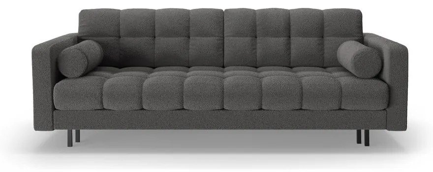 Ciemnoszara rozkładana sofa ze schowkiem z materiału bouclé 222 cm Bali – Cosmopolitan Design