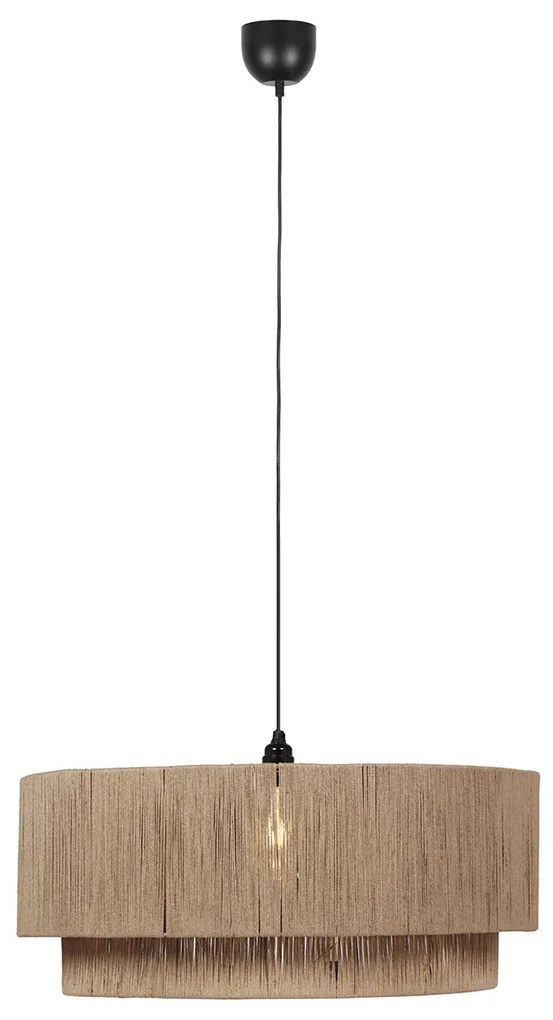 Lampa wisząca Japandi czarna z brązowym sznurem 60 cm - Smilla