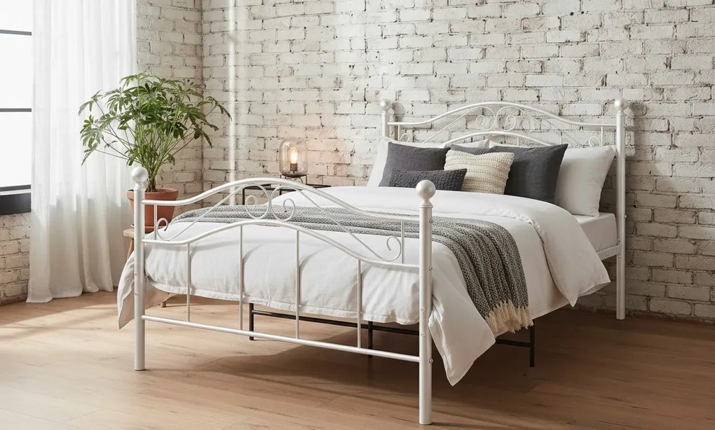 Białe metalowe łóżko pojedyncze 120x200 cm H4-N05