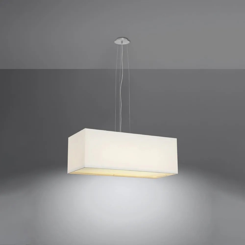 Biała lampa wisząca z tekstylno-szklanym kloszem Gryfin Bis – Nice Lamps