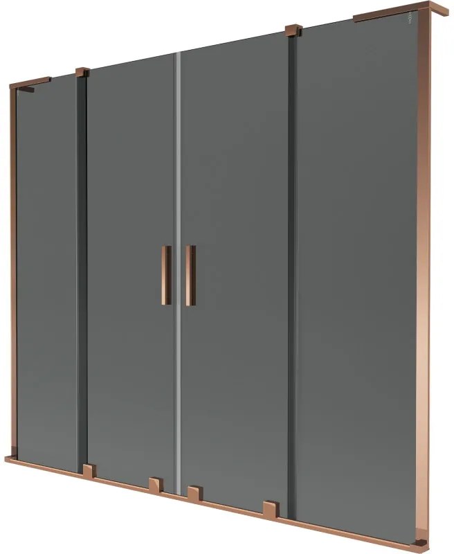 Mexen Velar L Duo parawan nawannowy 2-skrzydłowy rozsuwany 200 x 150 cm, grafit, różowe złoto - 896-200-003-42-60