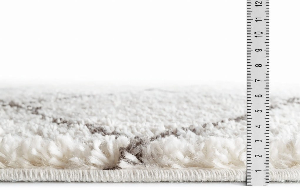 Dywan shaggy Blake romby kremowo-szary koło 195 cm x 195 cm