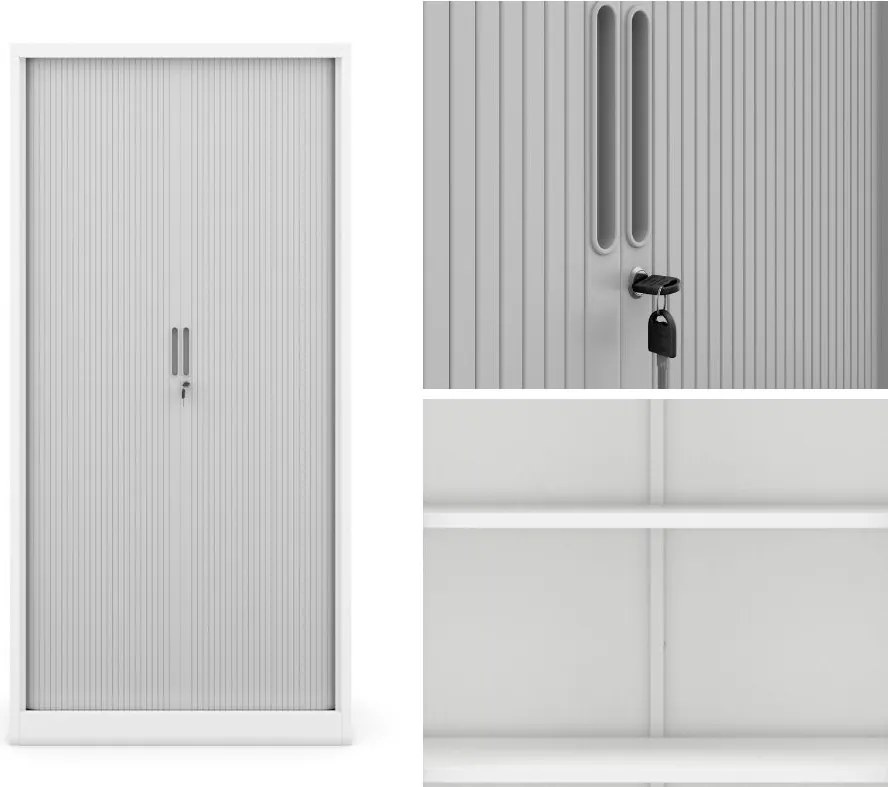 Szafa biurowa na akta z roletą Damian 90x45x185 cm szary/biały