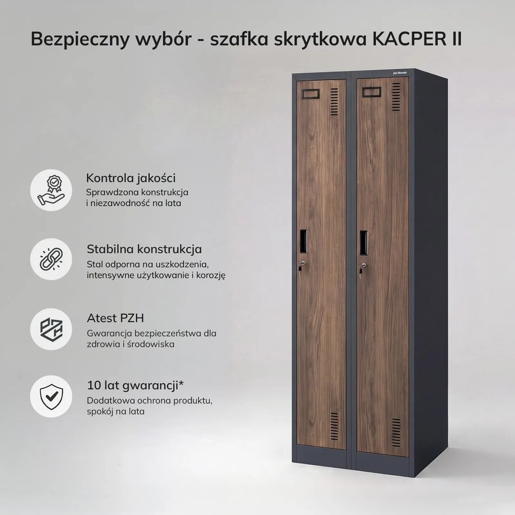 Szafa BHP wąska 60x50x180 cm Eco Design Kacper 2, antracyt/orzech