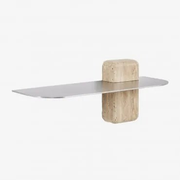 Półka Ścienna Do Łazienki Ze Stali Nierdzewnej Serbian ↔︎ 45 Cm & Travertine - Sklum
