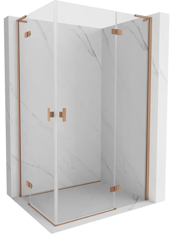 Mexen Mist-H L Duo kabina prysznicowa uchylna prawa 85 x 100 cm, transparent, miedź szczotkowana - 8A5L-085L-100P-65-00