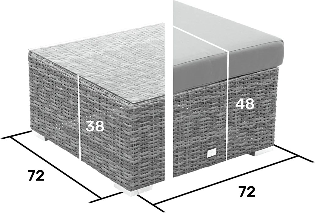 Zestaw narożnikowy rattanowy MALIBU dla 5 osób (szary)