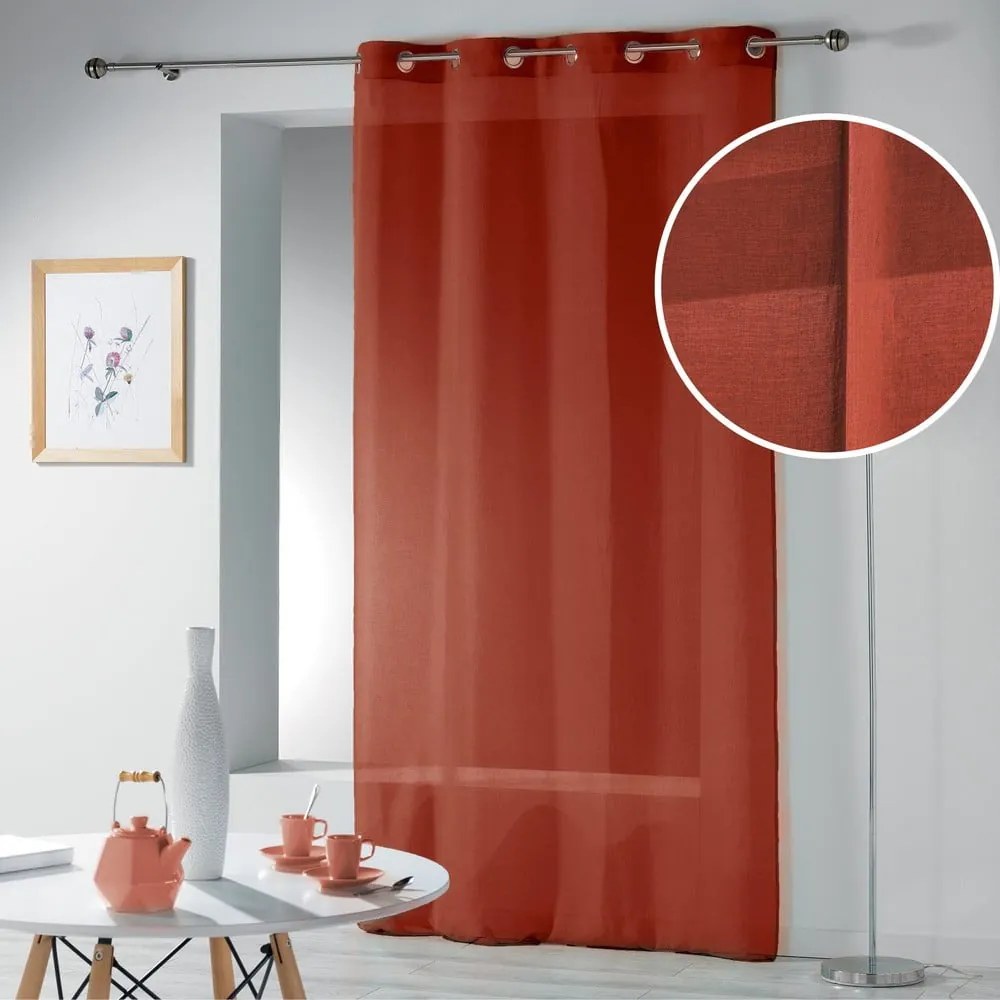 Firanka w kolorze terakoty 140x240 cm Telma – douceur d'intérieur