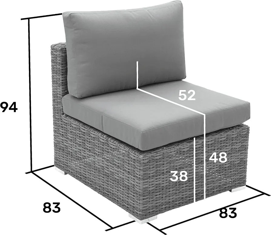 Zestaw rattanowy MALIBU dla 5 osób (szary)