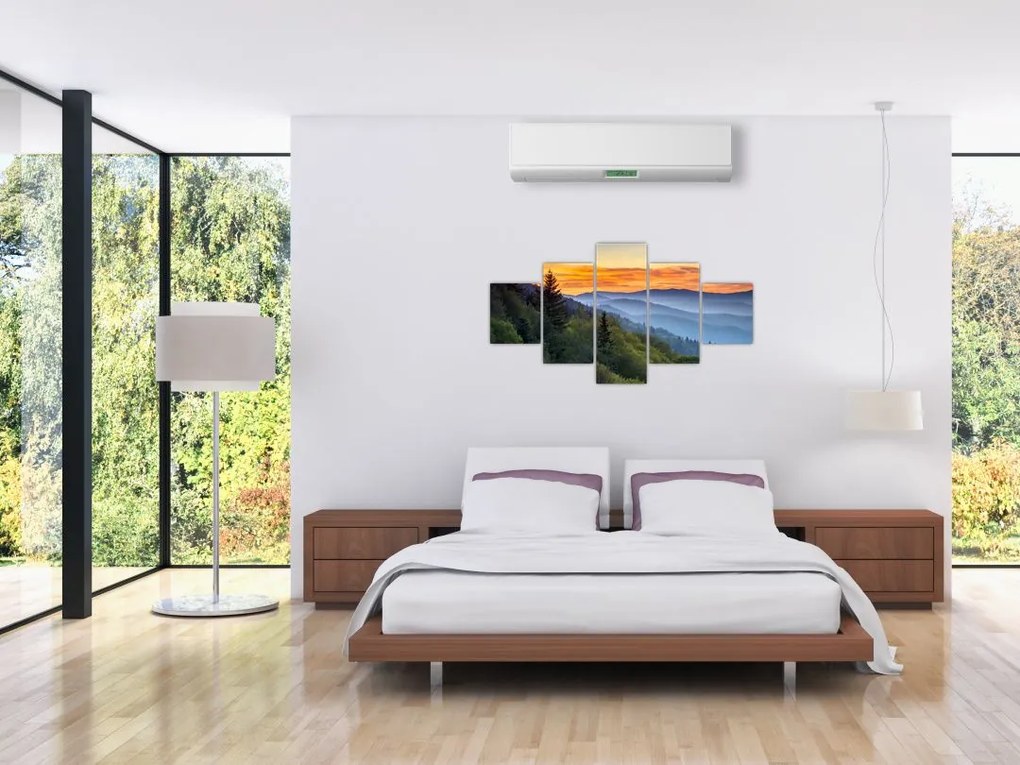 Obraz - Czerwone chmury w górach (125x70 cm)